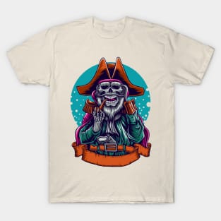 Skull Pirates Illustration T-Shirt